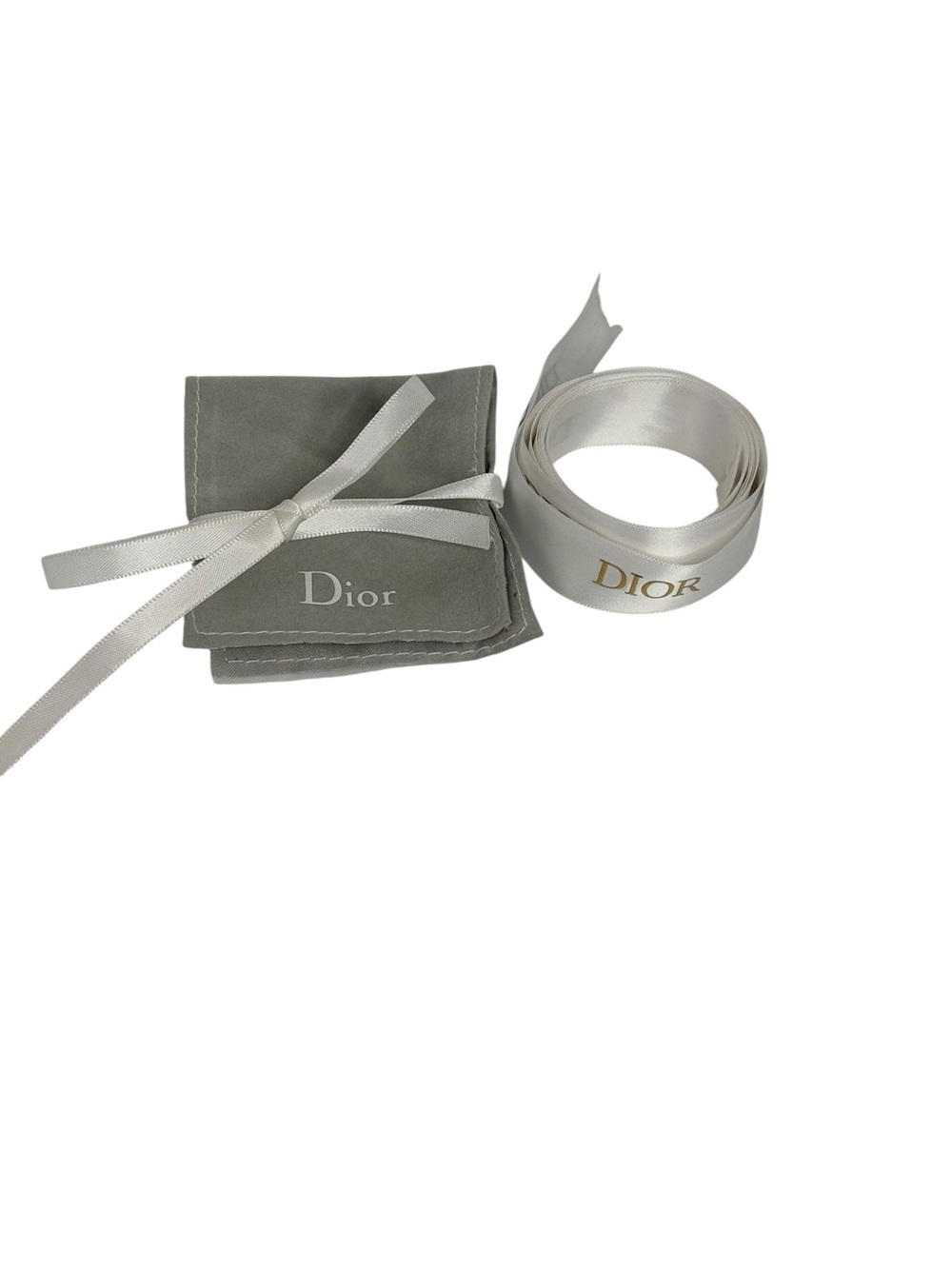 Dior Gray Velvet Jewelry Pouch Dior  Ribbon